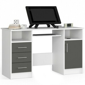 Ak furniture Volně stojící psací stůl Ana 124 cm bílý/grafitově šedý