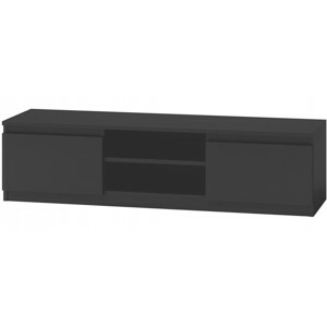 TP Living Televizní stolek DELUKO s dřevěnou policí 140 cm černý mat