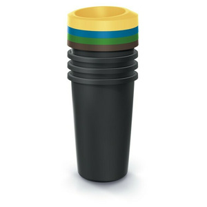 Prosperplast Sada odpadkových košů COMPACTO II 4x25 L černá