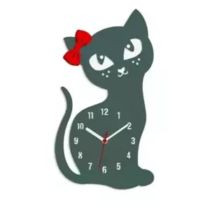 ModernClock Nástěnné hodiny Cat šedé