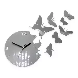 ModernClock 3D nalepovací hodiny Butterfly šedé