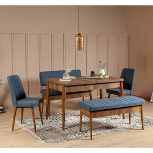 Hanah Home Jídelní set Vina 5D ořech/tmavě modrá