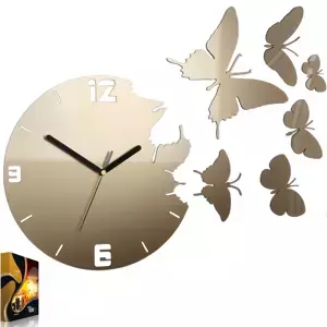 ModernClock 3D nalepovací hodiny Butterfly metallic tortora