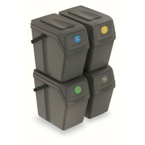 Prosperplast Sada košů na třídění odpadu SORTERRA 4x25L šedý kámen