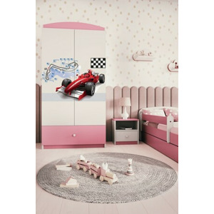 Kocot kids Dětská skříň Babydreams 90 cm závodní auto růžová