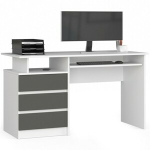 Ak furniture Volně stojící psací stůl CLP 135 cm bílý/grafitově šedý
