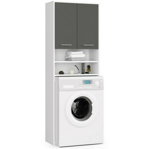 Ak furniture Koupelnová skříňka nad pračku Fin bílá/šedá