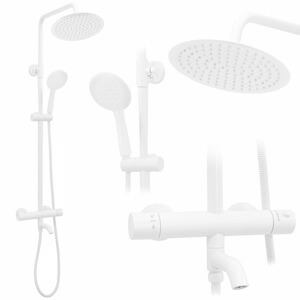 Sprchový set s termostatem Rea Lungo bílý - vanová baterie, dešťová a ruční sprcha