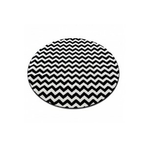 Dywany Lusczow Kulatý koberec SKETCH JAMES kruh černý / bílý - cikcak, velikost kruh 120
