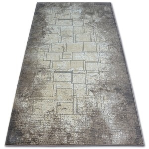 Dywany Lusczow Kusový koberec ARGENT - W2601 čtverce obdélník modrý / béžový, velikost 133x190