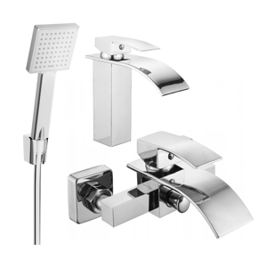 Sada baterií MEXEN ARIES VII umyvadlová baterie + vanová baterie se sprchou chrom