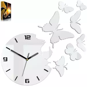 ModernClock 3D nalepovací hodiny Butterfly bílé