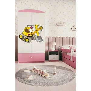 Kocot kids Dětská skříň Babydreams 90 cm bagr růžová