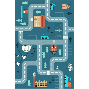 Conceptum Hypnose Dětský koberec Město III 120x180 cm modrý