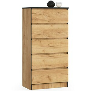 Ak furniture Komoda K60 cm s 5 zásuvkami dub craft
