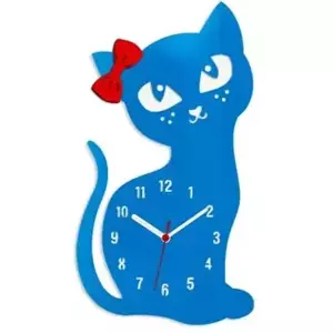 ModernClock Nástěnné hodiny Cat modré