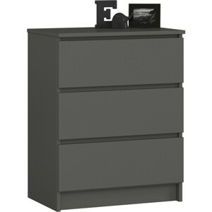 Ak furniture Komoda Kuba 60 cm se 3 zásuvkami grafitová