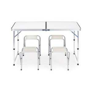 MultiGarden Turistický rozkládací stůl WILCO se sadou židlí bílý