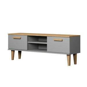 Kocot kids TV stolek DENVER 120 cm šedý/dub hickory
