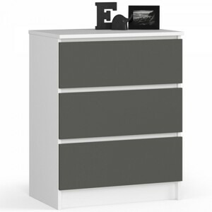 Ak furniture Komoda Kuba 60 cm - 3 šuplíky bílá/grafitová