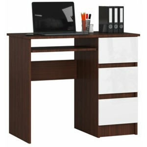 Ak furniture Psací stůl A-6 90 cm wenge/bílý pravý