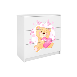 Kocot kids Komoda Babydreams 80 cm medvídek s motýlky bílá
