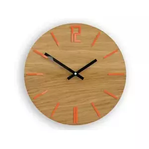 ModernClock Nástěnné hodiny Carlo Wood hnědo-oranžové