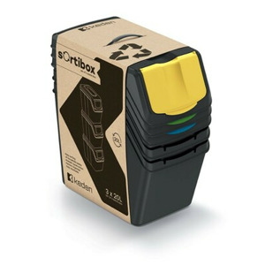 Prosperplast Sada 3 odpadkových košů Soorti na tříděný odpad 3 x 20 l černá