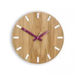 ModernClock Nástěnné hodiny Simple Oak hnědo-fialové