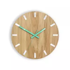 ModernClock Nástěnné hodiny Simple Oak hnědo-mátové