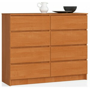 Ak furniture Komoda Kuba 120 cm 8 šuplíků olše