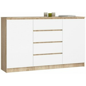 Ak furniture Komoda Tove K 160 cm dub sonoma/bílá