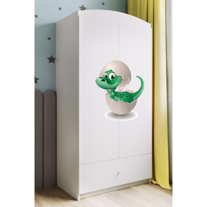 Kocot kids Dětská skříň Babydreams 90 cm dinosaurus bílá