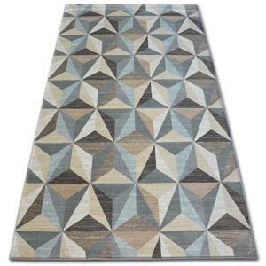 Dywany Lusczow Kusový koberec ARGENT - W6096 trojúhelníky béžový / modrý, velikost 133x190