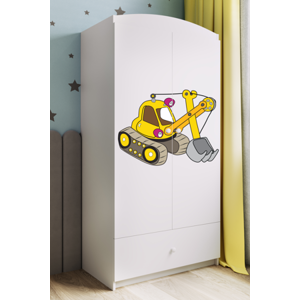 Kocot kids Dětská skříň Babydreams 90 cm bagr bílá