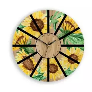ModernClock Nástěnné hodiny Slunečnice hnědo-žluté