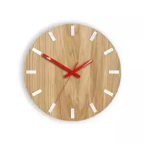 ModernClock Nástěnné hodiny Simple Oak hnědo-červené