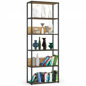 Ak furniture Knihovna Loft s kovovým rámem 70 cm černá/dub craft