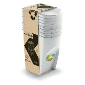 Prosperplast Sada 4 odpadkových košů Soorti na tříděný odpad 4 x 35 l bílá