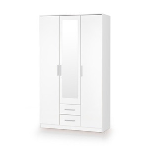 HALMAR Šatní skříň Lima3 bílá se zrcadlem