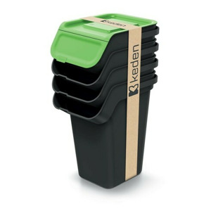 Prosperplast Sada 4 odpadkových košů KADDI s filtrem 4 x 25 L černá