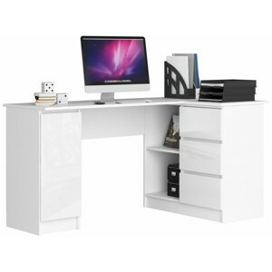 Ak furniture Rohový psací stůl B20 155 cm bílý lesk pravý