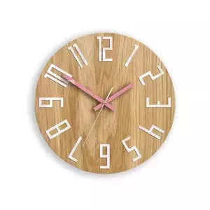 ModernClock Nástěnné hodiny Slim Mit hnědo-růžové