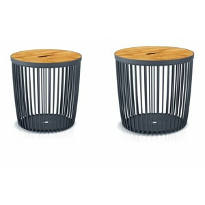 Prosperplast Set 2 univerzálních košů CLEON s bambusovými víky 25+35l antracit