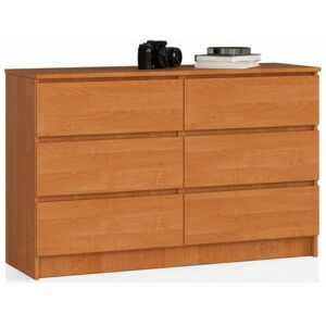 Ak furniture Komoda Kuba 120 cm 6 šuplíků olše