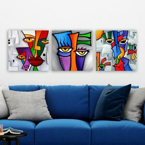 Hanah Home Sada obrazů ABSTRACT FACE vícebarevná