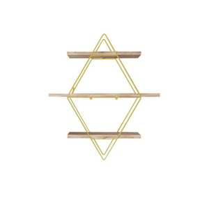 Hanah Home Nástěnná police Prizma zlatá/hnědá