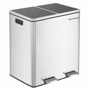 SONGMICS Odpadkový koš s víkem JORDAN 2x30 L stříbrný