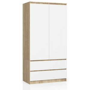 Ak furniture Šatní skříň Star 90 cm dub sonoma/bílá