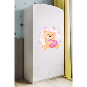 Kocot kids Dětská skříň Babydreams 90 cm medvídek s motýlky bílá